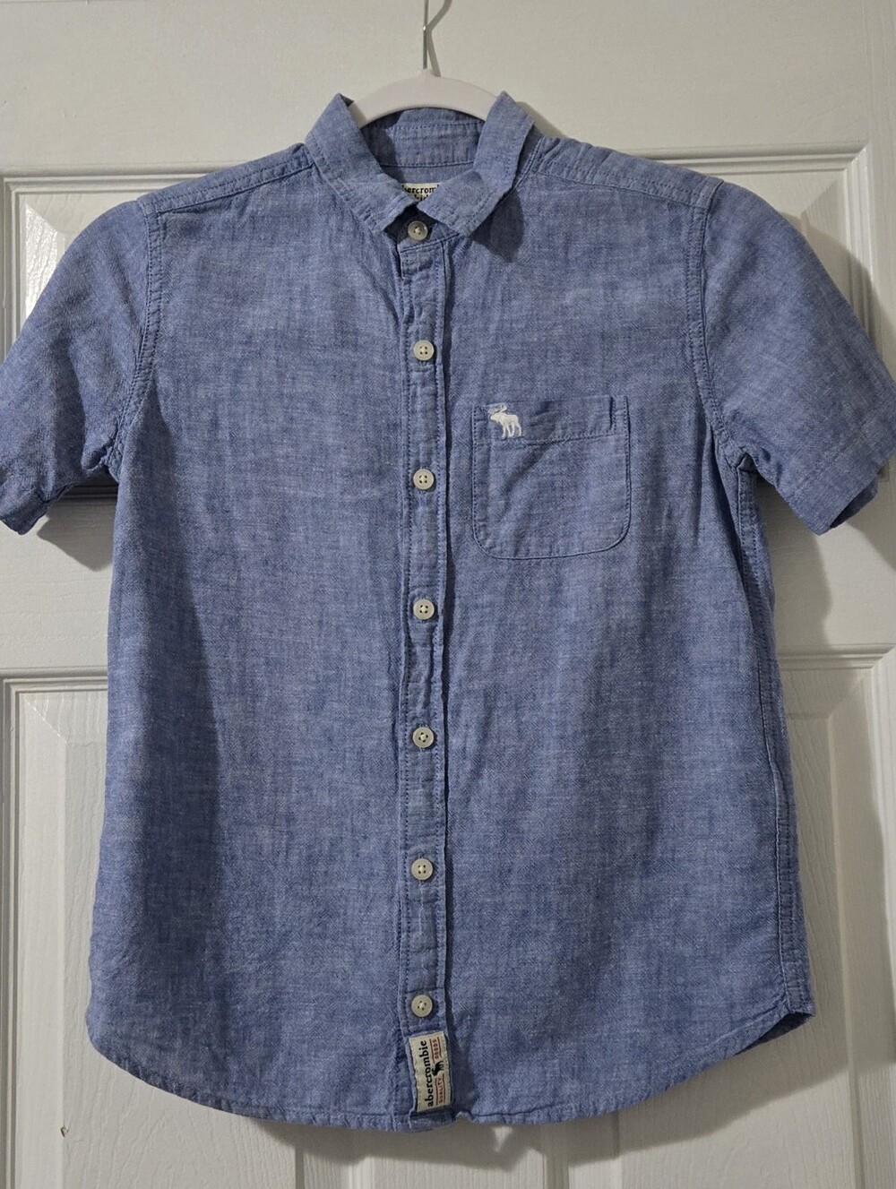 Abercrombie Kids Blue Short-Sleeve Linen Blend Shirt